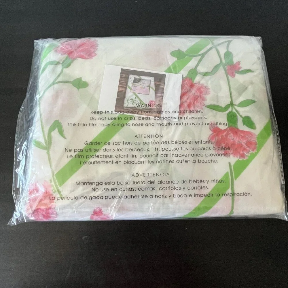 Vintage 70s CARNATIONS Twin Flat Sheet // Sears // New in Package // Perma-Prest